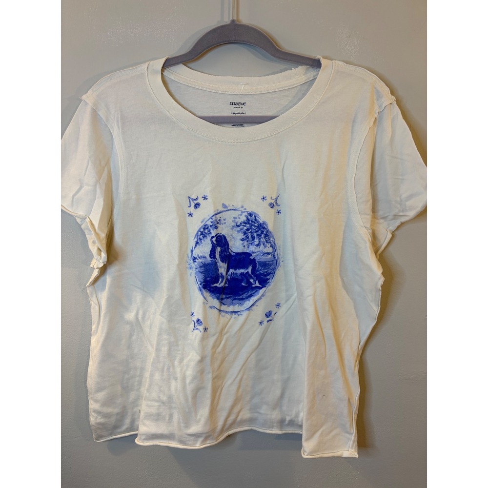 NEW Maeve Cavalier Spaniel Cropped Short Sleeve T Shirt M Anthropologie